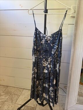 Old Navy Navy Blue Floral Slip Midi Dress